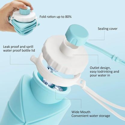 Silicone Collapsible Sports Water Bottles Outdoor Camping Folding Water Cup Large Capacity Travel Foldable Leakproof.Kettle